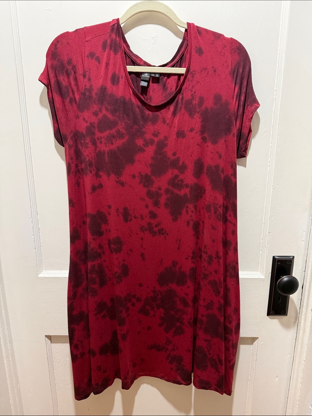 Volcom Red and Black Tie-Dye Mini Shift Dress